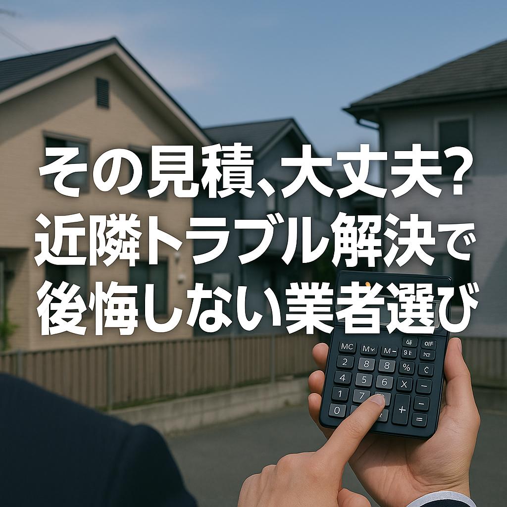 その見積、大丈夫？近隣トラブル解決で後悔しない業者選び