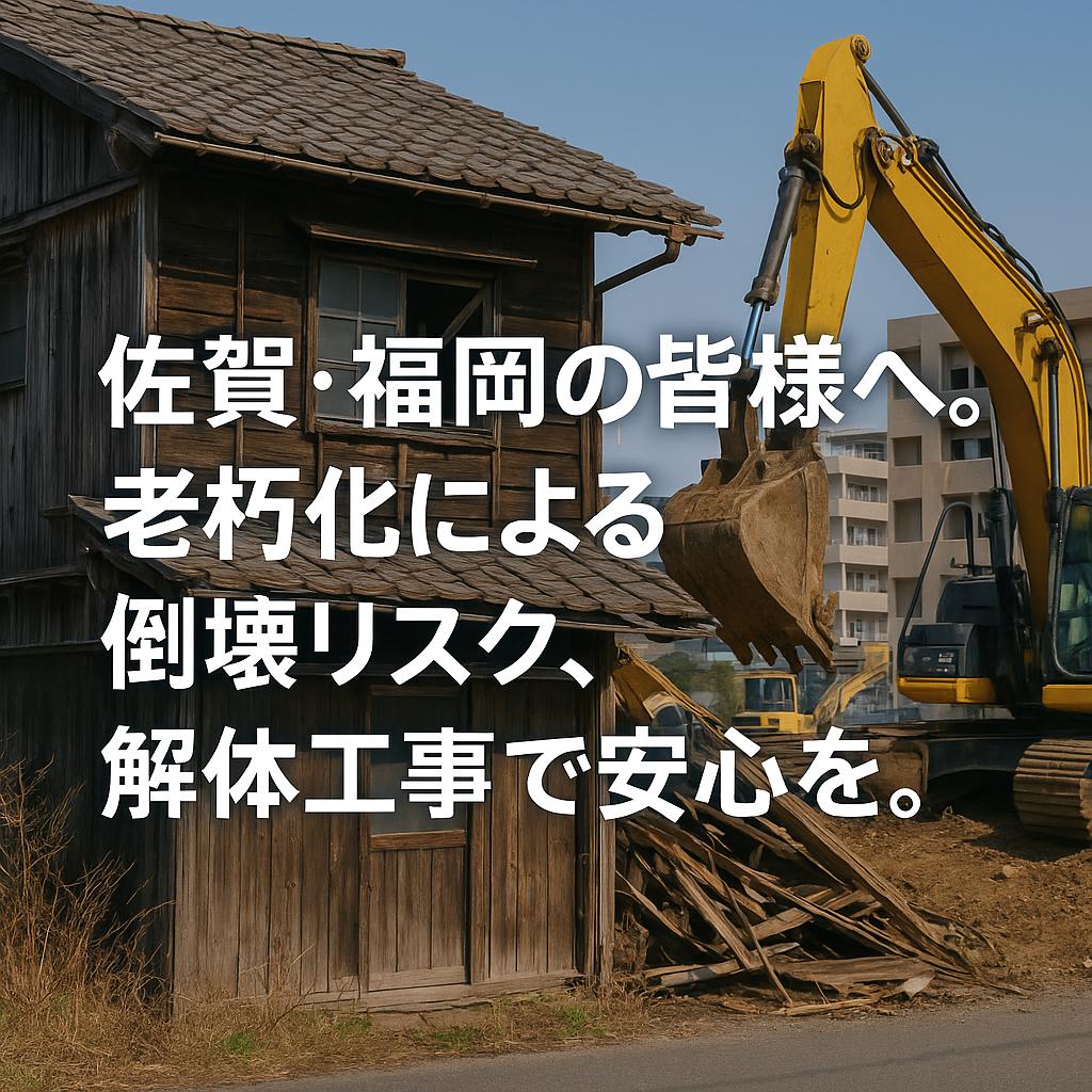 佐賀・福岡の皆様へ。老朽化による倒壊リスク、解体工事で安心を。