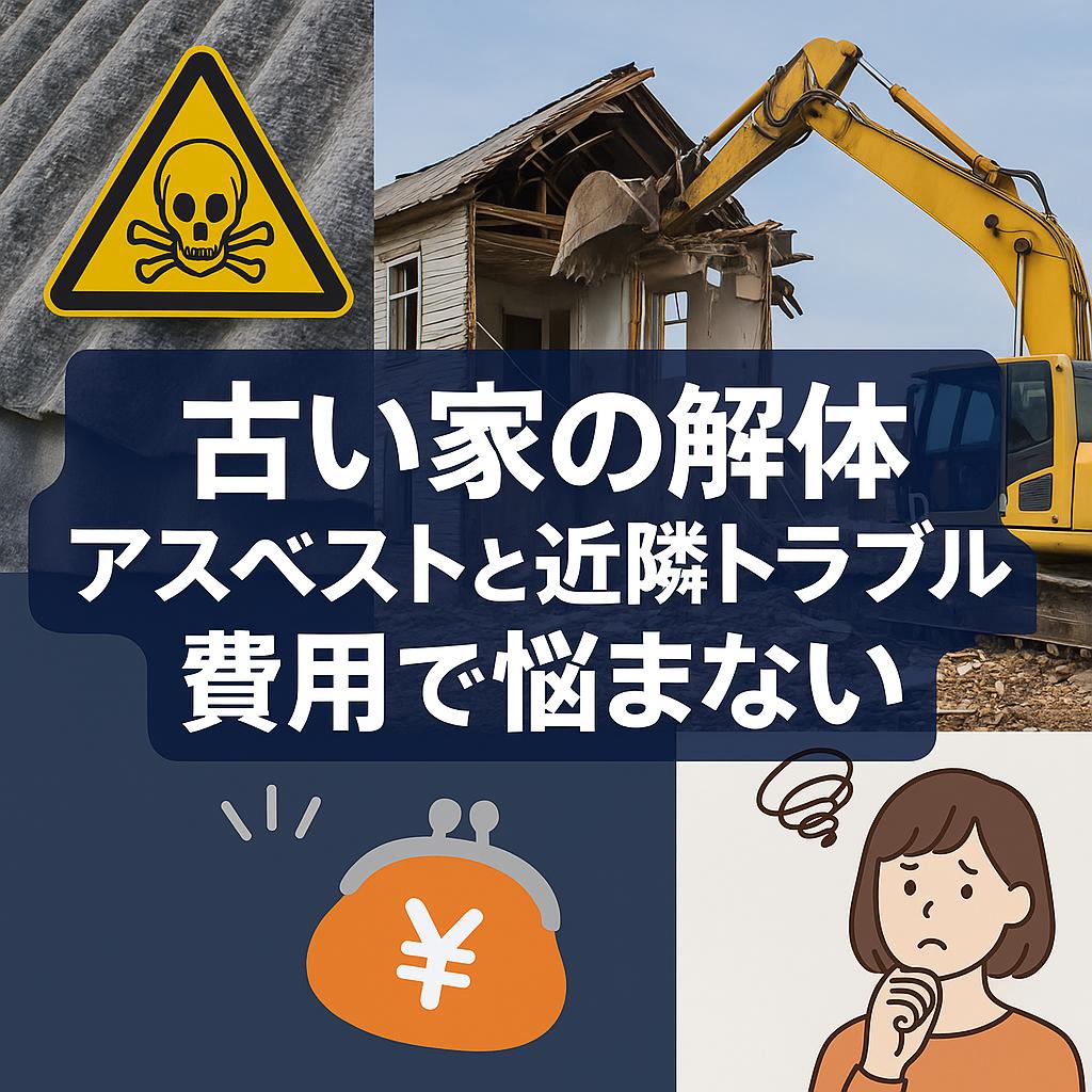 古い家の解体、アスベストと近隣トラブル、費用で悩まない