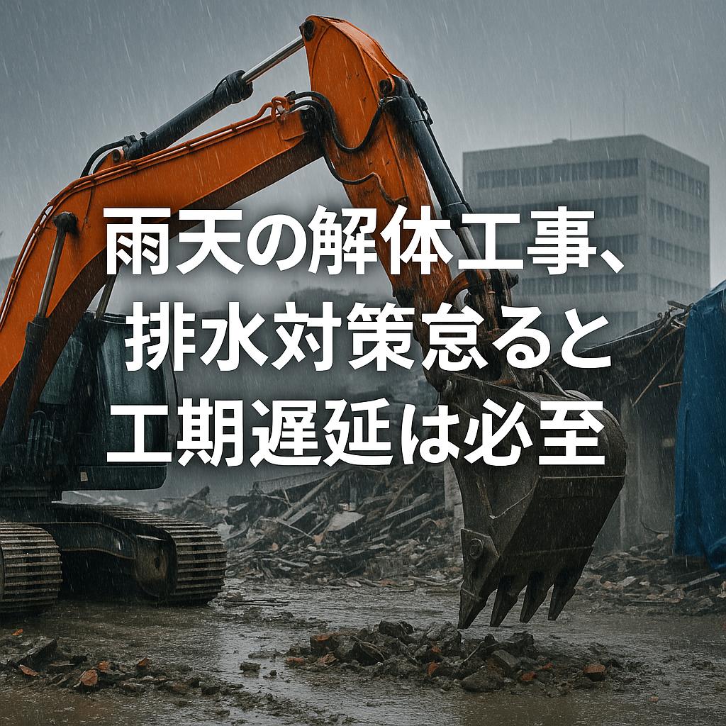 雨天の解体工事、排水対策怠ると工期遅延は必至