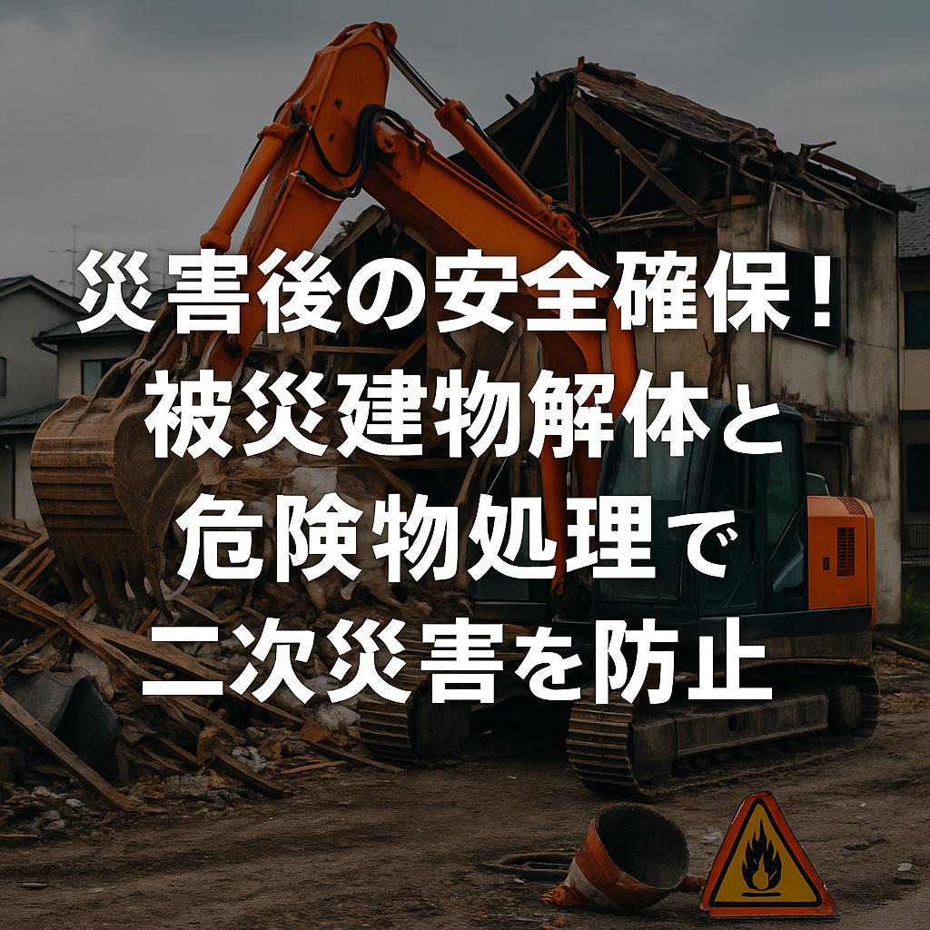 災害後の安全確保!被災建物解体と危険物処理で二次災害を防止